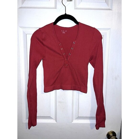 OUT FROM UNDER Coral Ribbed Snap Button Henley Long Sleeve Women’s Sz M - Picture 3 of 9